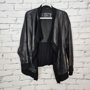 Mackage Black Leather Drape Jacket